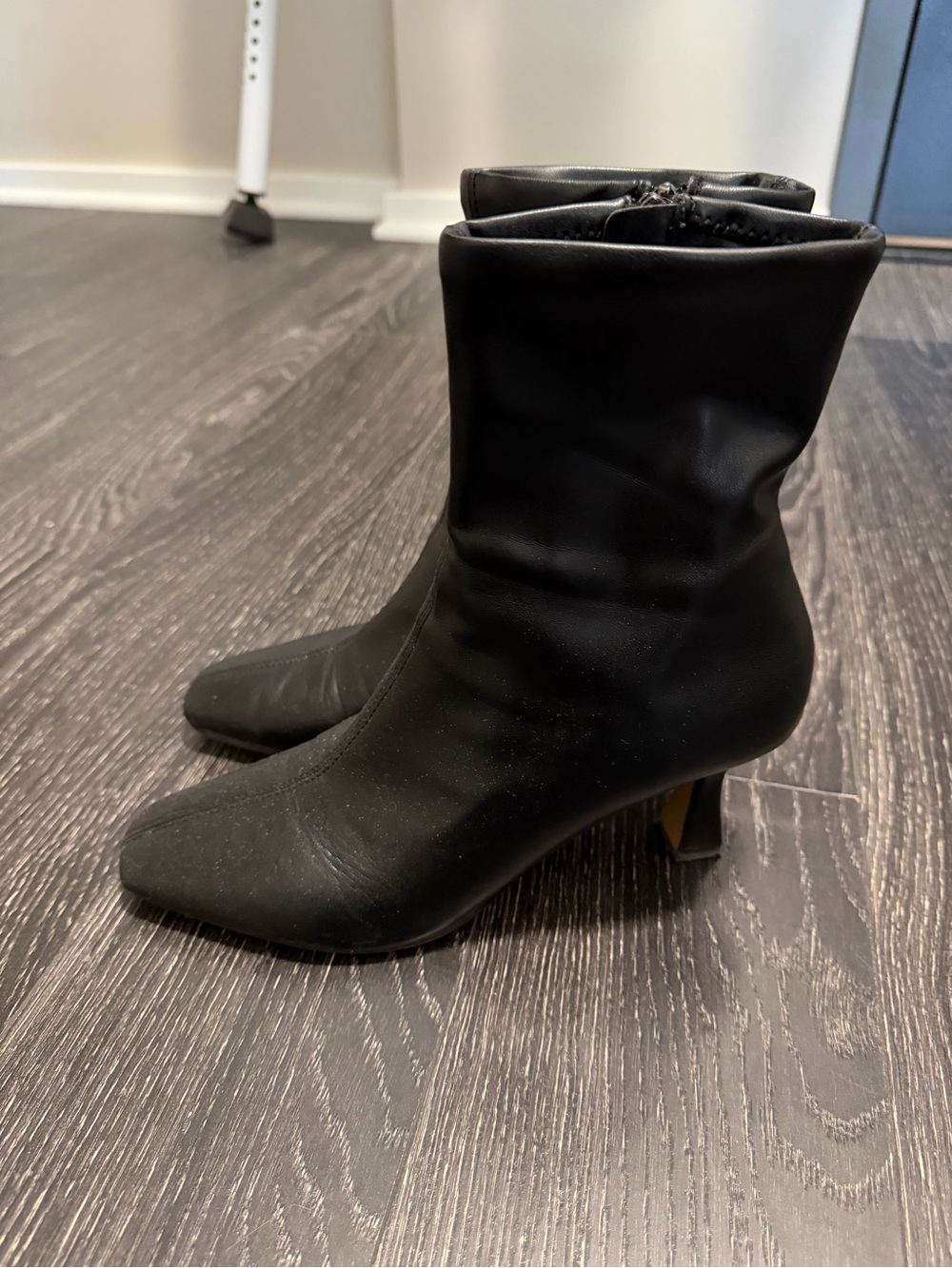 Dolce Vita Black Stretch Ankle Boots with Block Heel